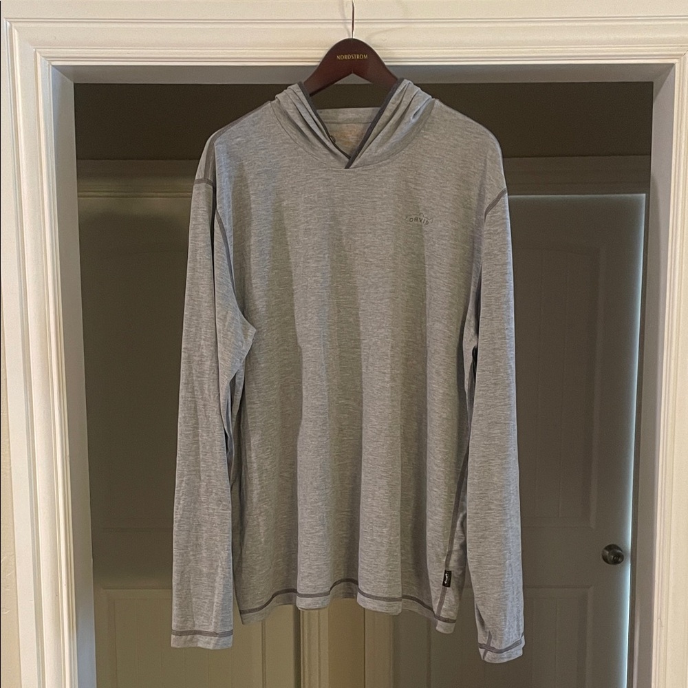 Orvis Light Gray Long Sleeve Hooded Tee